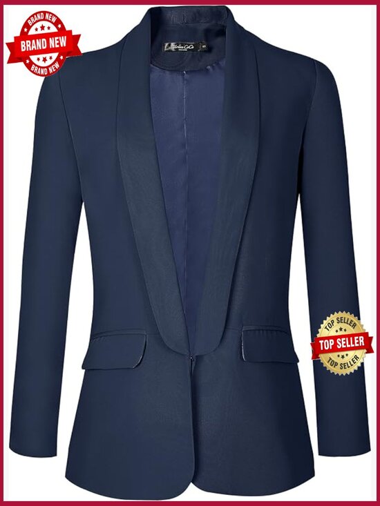Jackets & Blazers - Open Front Blazer Long Sleeve Business Jacket Work Office Professional